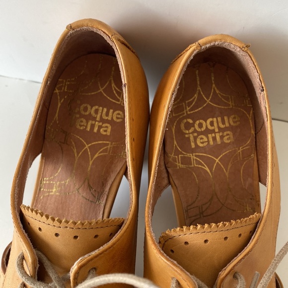 NWOT Anthropology X Coque Terra Leather Oxford Block Heel-Ocher yellow EU38-US 7 - Picture 6 of 15